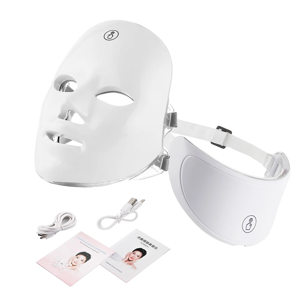 7-Color LED Wireless Facial & Neck Mask – Anti-Aging, Whitening & Skin Rejuvenation