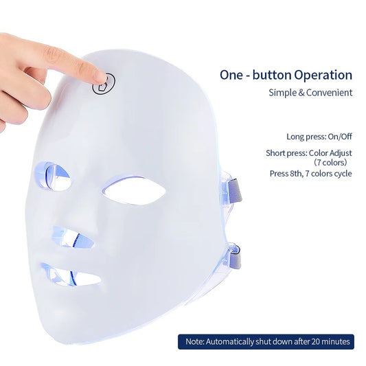 7-Color LED Wireless Facial & Neck Mask – Anti-Aging, Whitening & Skin Rejuvenation