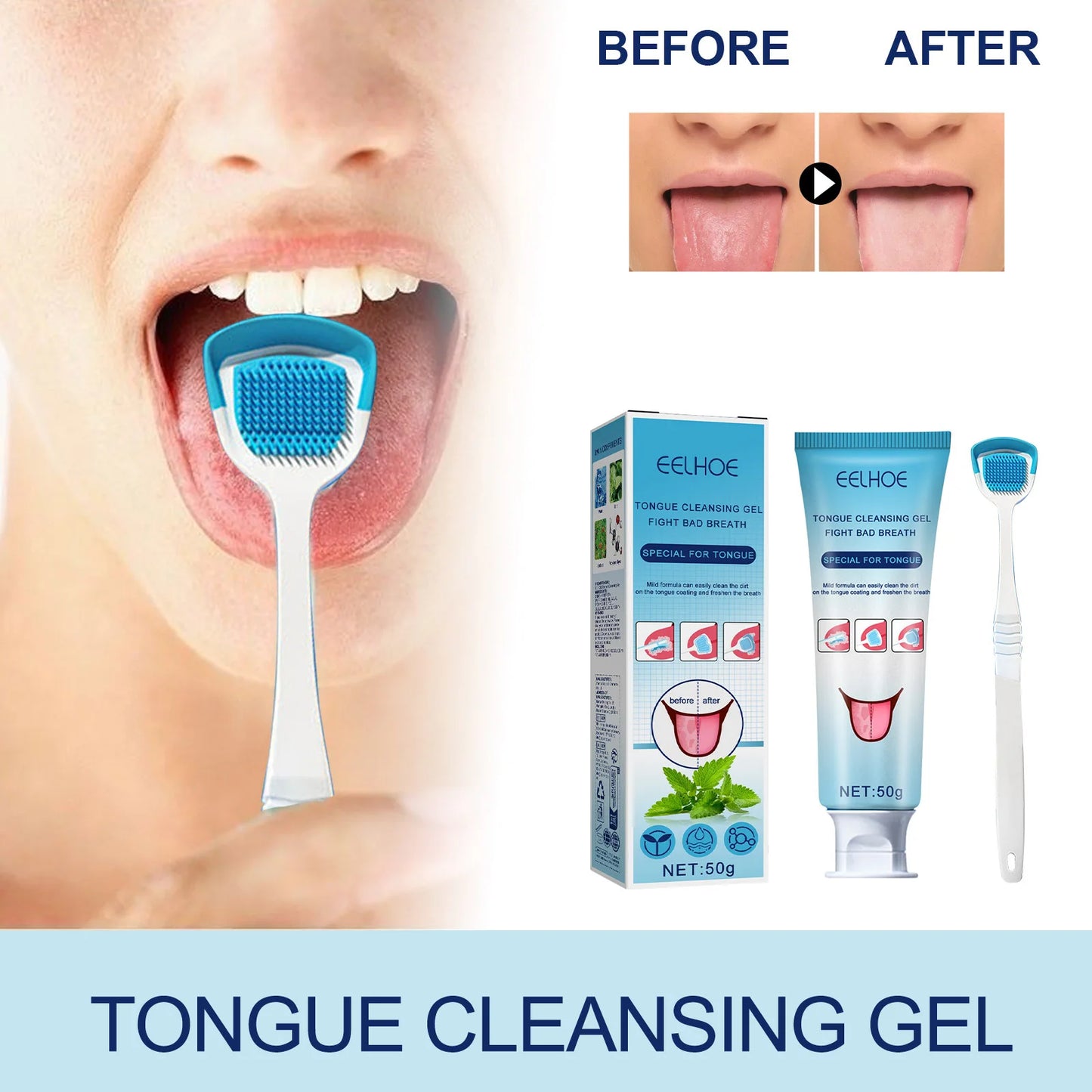 Eelhoe 50g Tongue Cleaning Gel With Brush