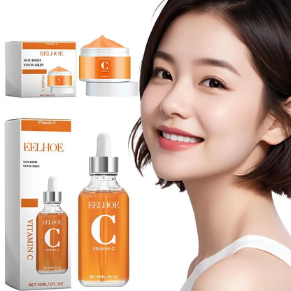 Vitamin C Serum & Vitamin C Cream for Face, Daily Moisturizing Series Hydrate & Plump Skin Care Brightening Serum Even Skin Tone
