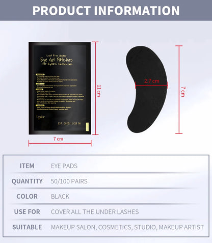 UV Patches 50pairs Hydrogel Eyelash Patch Black Pad Eyelash Patch Beauty And Moisturizing Eye Mask for Eyelash Extension Makeup