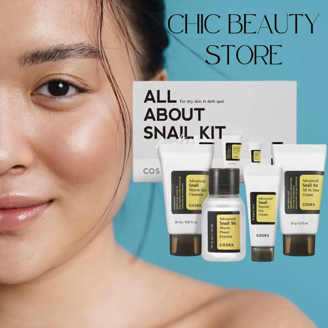 Advanced Snail 96 Mucin Skincare Set Mini Travel Kit Snail Essence/Cream/Cleanser/Eye Cream Cosmetic Travel Skin Care Set