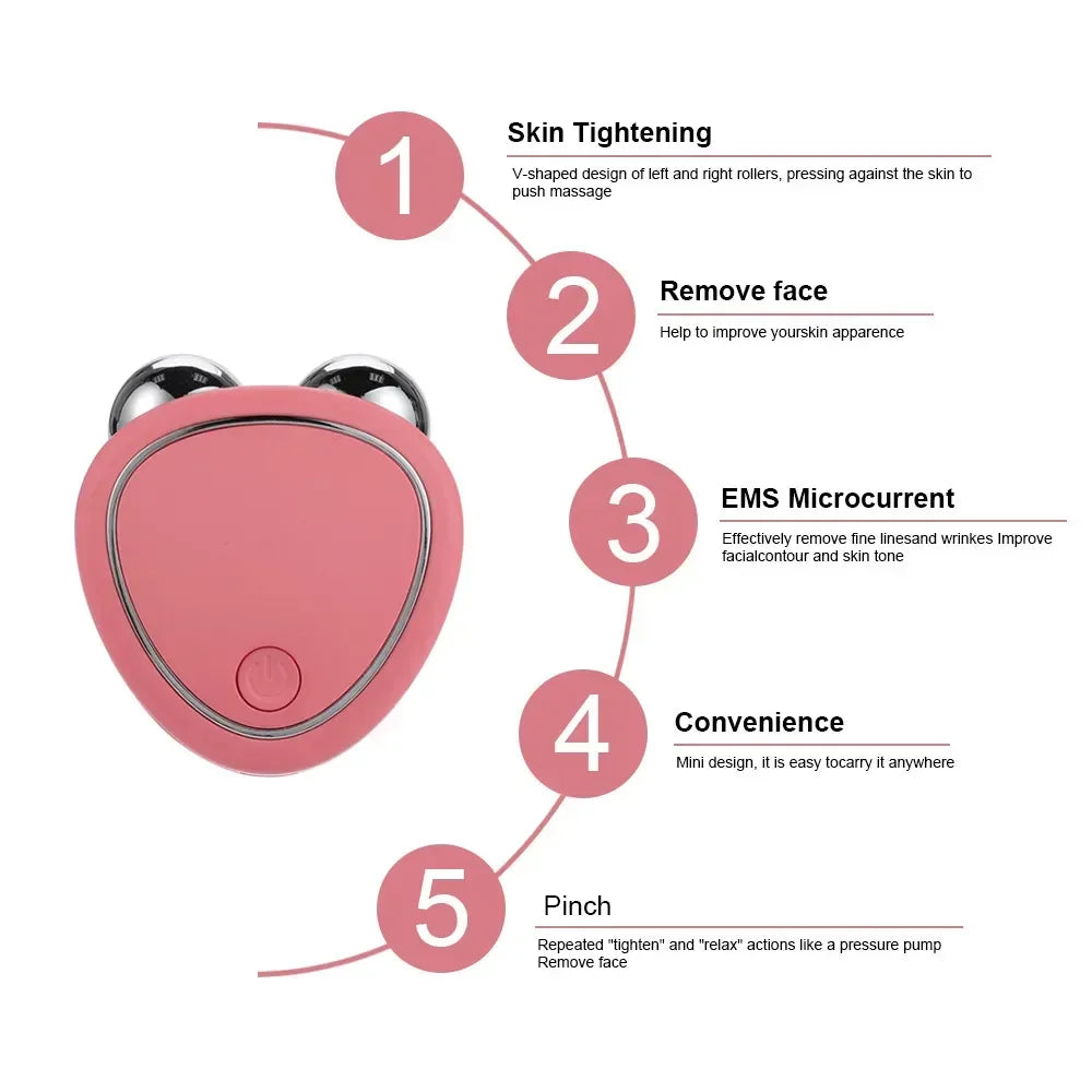 EMS Face Lifting Device Facial Microcurrent Roller Massage Sonic Vibration Skin Tightening Rejuvenation Anti Wrinkle Beauty Care