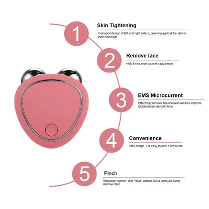 EMS Face Lifting Device Facial Microcurrent Roller Massage Sonic Vibration Skin Tightening Rejuvenation Anti Wrinkle Beauty Care