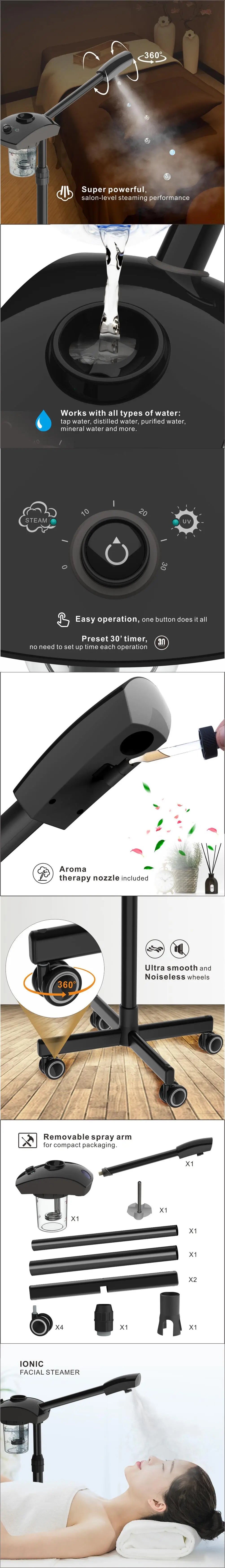 Hot Facial Steamer Warm Mist Humidifier for Face Deep Cleaning Vaporizer Sprayer Ozone Home Spa Salon Skin Care Whitening