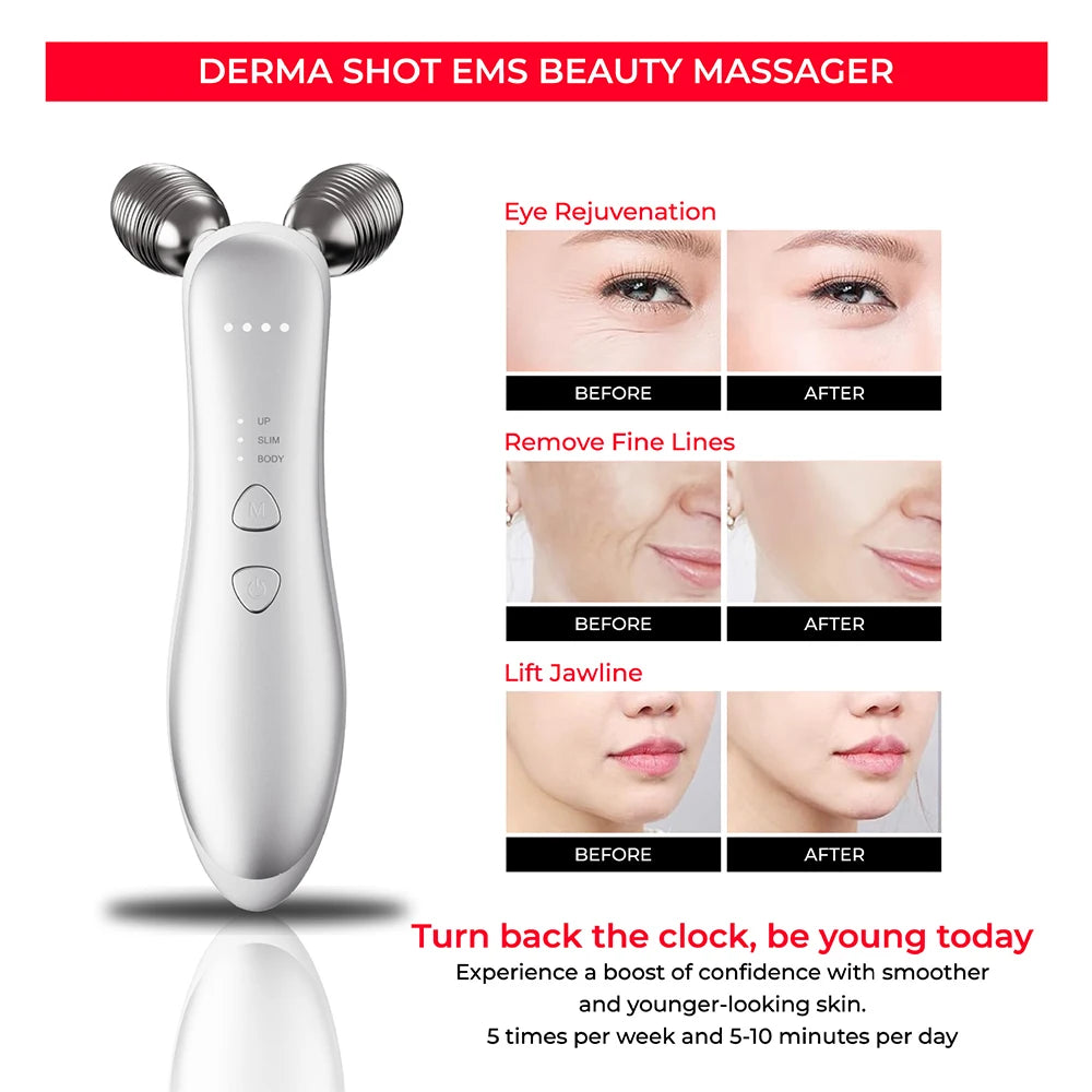 EMS Face Lifting Machine Facial Massager Microcurrent Roller Skin Tightening Rejuvenation Double Chin Removal Beauty Device