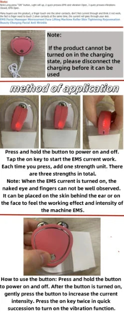 EMS Face Lifting Machine Facial Massager Microcurrent Roller Skin Tightening Rejuvenation Beauty Charging Facial Anti Wrinkle