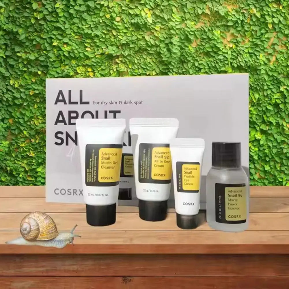 Advanced Snail 96 Mucin Skincare Set Mini Travel Kit Snail Essence/Cream/Cleanser/Eye Cream Cosmetic Travel Skin Care Set