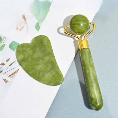 Natural Jade Roller Massager for Face Body Back Foot Massage Roller Facial Liftting Anti-wrinkle Double-end Gua Sha Jade Stone
