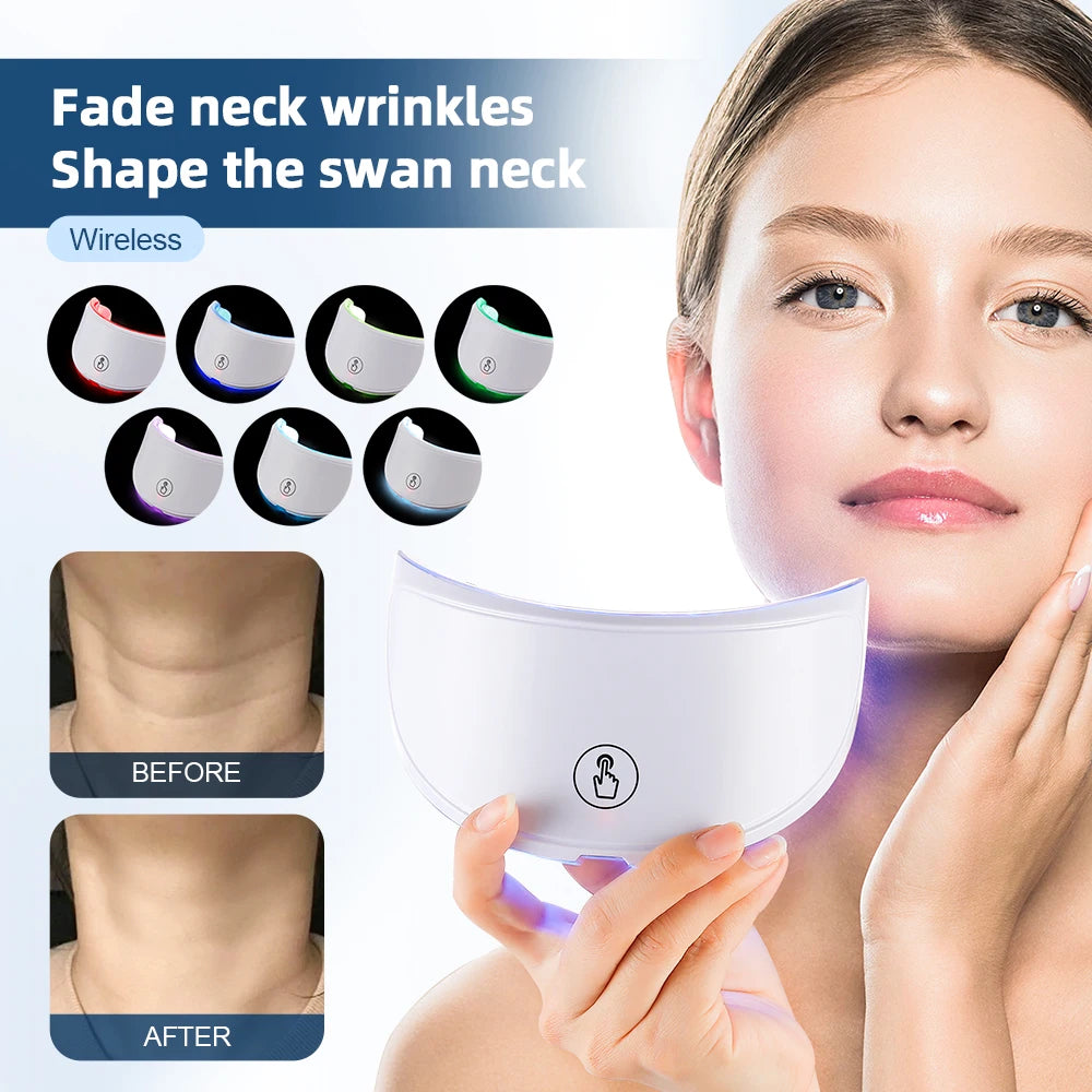 7-Color LED Wireless Facial & Neck Mask – Anti-Aging, Whitening & Skin Rejuvenation