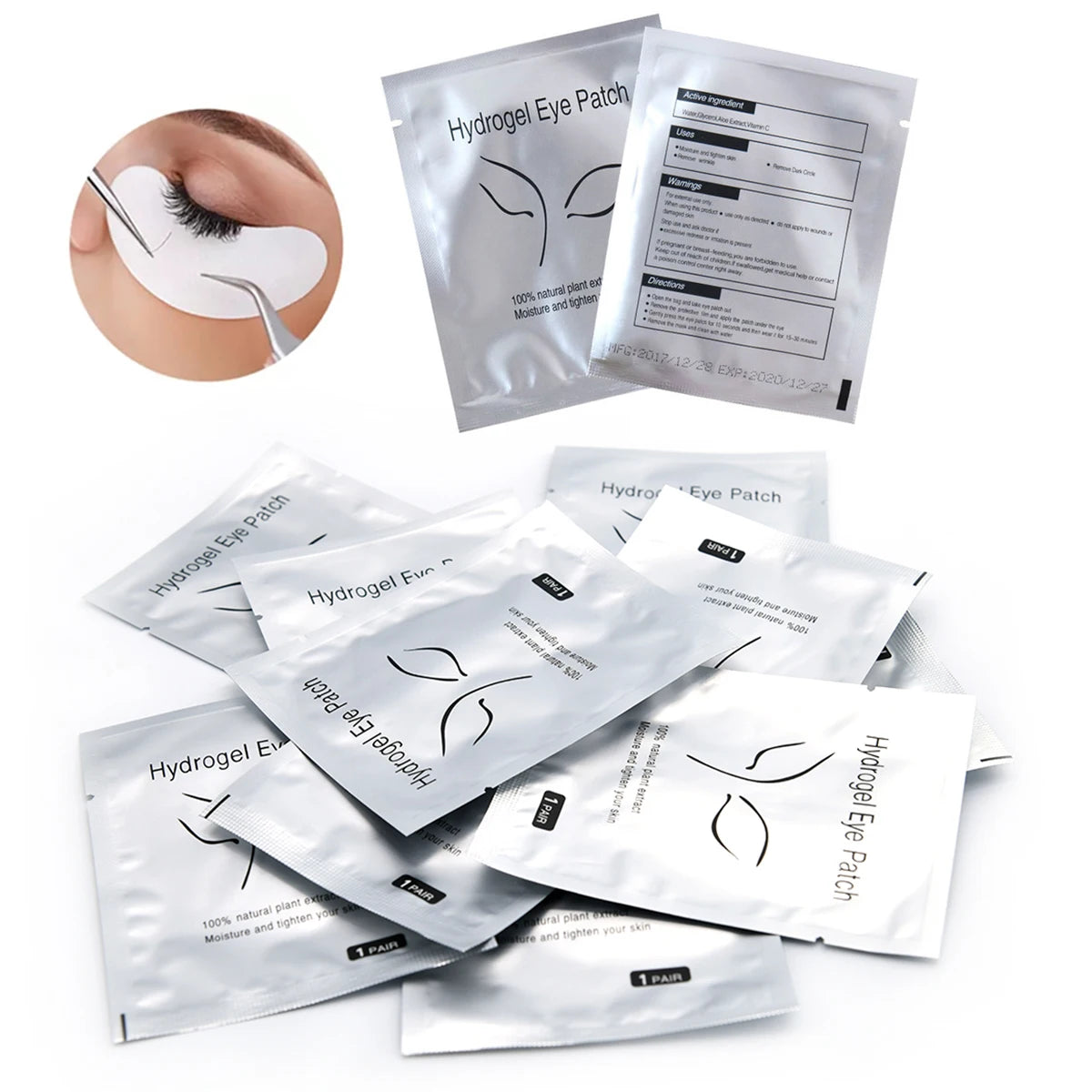 50Pairs Hydrogel Eye Patches Under Eye Pads Eyelash Extension Gel Stickers for Grafting Lashes Beauty Tools