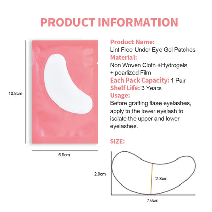 50Pairs Hydrogel Gel Eye Patches Grafting Eyelashes Under Eye Patches For Eyelash Extension Paper Application Makeup Supplies