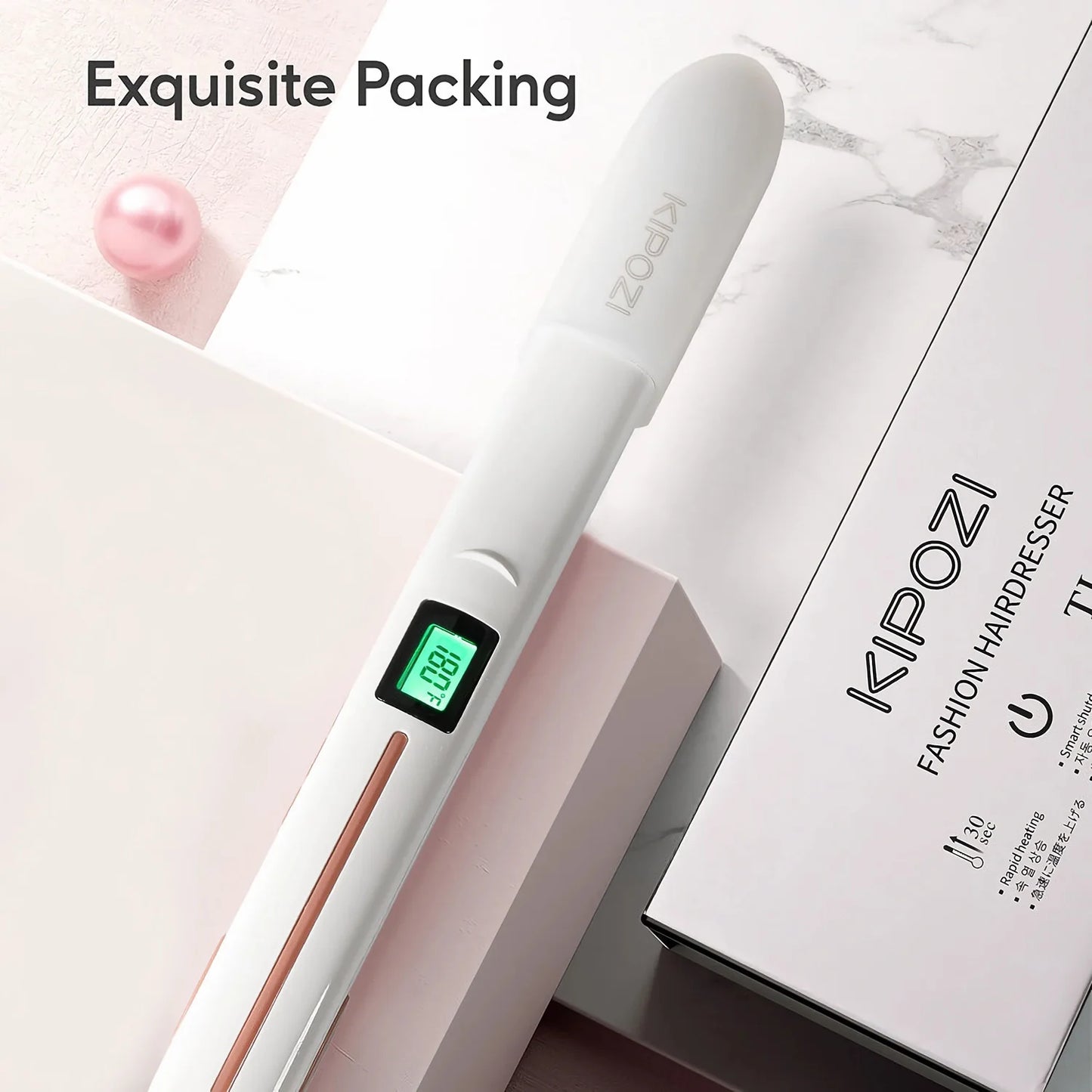 KIPOZI Professional Titanium Flat Iron Hair Straightener Digital LCD Display