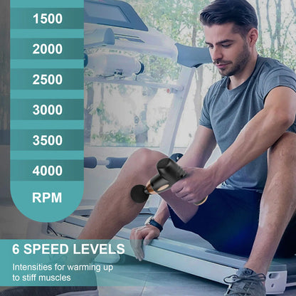 Mini Massage Gun, Muscle Massager Portable with 6 Speeds Handheld Massager with USB C Charging Port Massage Gun,4 Massage Heads