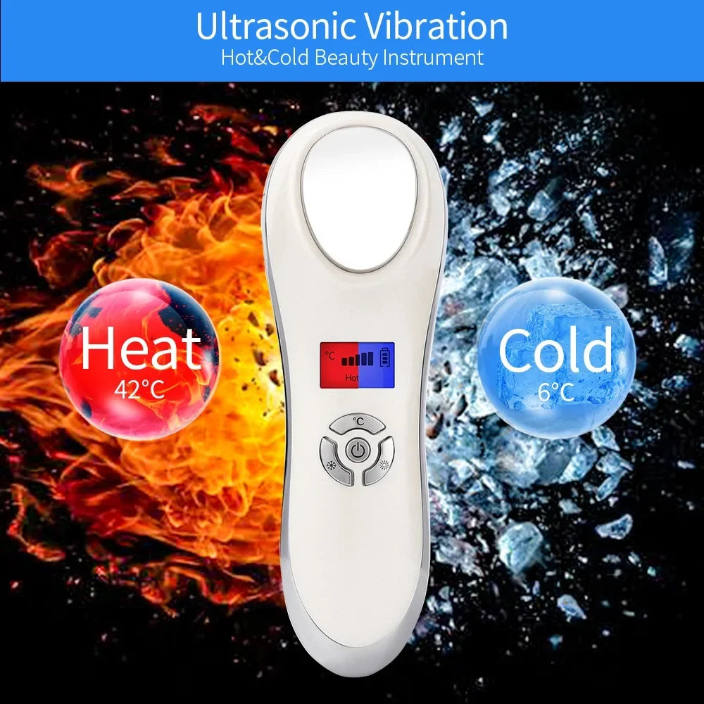 Hot Cold Beauty Instrument Skin Rejuvenation Massager Skin Lifting Firming Facial Cool Warm Hammer Face Vibration Machine