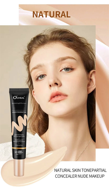 BB Cream Full Cover Face Base Liquid Foundation Makeup Waterproof Long Lasting Facial Concealer Whitening Cream Korean Make Up