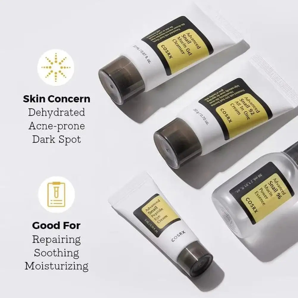 Advanced Snail 96 Mucin Skincare Set Mini Travel Kit Snail Essence/Cream/Cleanser/Eye Cream Cosmetic Travel Skin Care Set