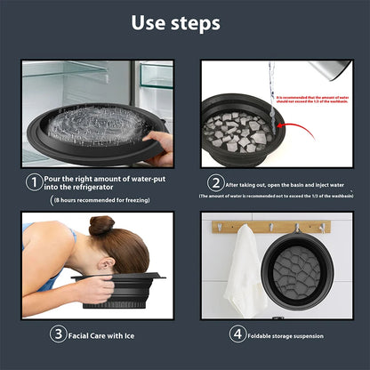 Large Bowl For Face Ice Bath Foldable Ice Bath Bowl Silicone Bowl For Dipping Face Ice Bath Ice Bath At Home〔White〕