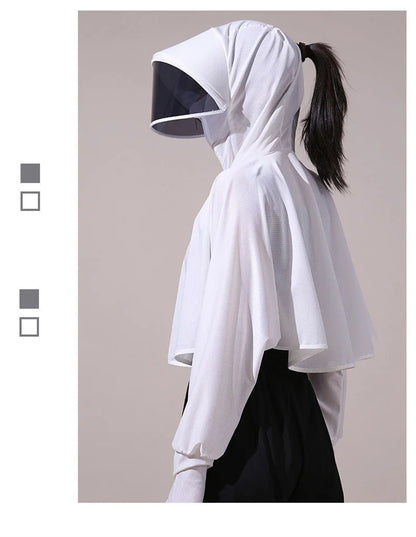 Sun Protection Clothes For Women 2025 New Summer Thin Ice Silk Breathable Bicycle Bike Protection Clothes With Cap UV Protection