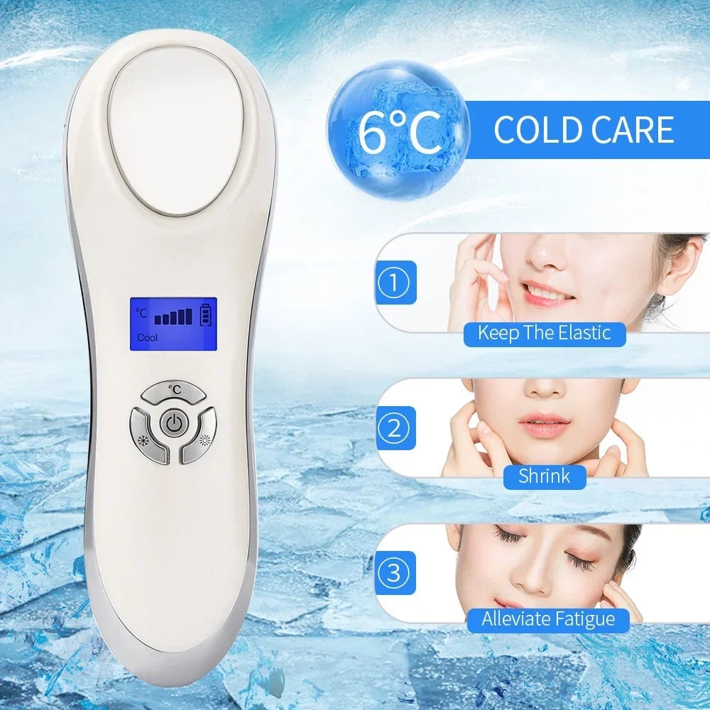 Hot Cold Beauty Instrument Skin Rejuvenation Massager Skin Lifting Firming Facial Cool Warm Hammer Face Vibration Machine