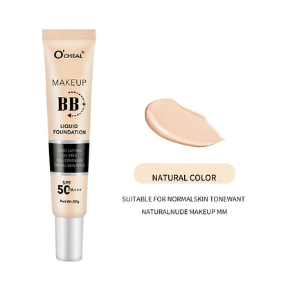 BB Cream Full Cover Face Base Liquid Foundation Makeup Waterproof Long Lasting Facial Concealer Whitening Cream Korean Make Up