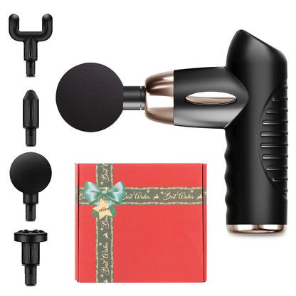 Mini Massage Gun, Muscle Massager Portable with 6 Speeds Handheld Massager with USB C Charging Port Massage Gun,4 Massage Heads