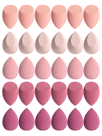 30 Beauty Eggs (Makeup Sponges) Foundation Make-Up Mixed Beauty Sponge, Liquid, Cream and Powder Without Blemish, Multi-Color C