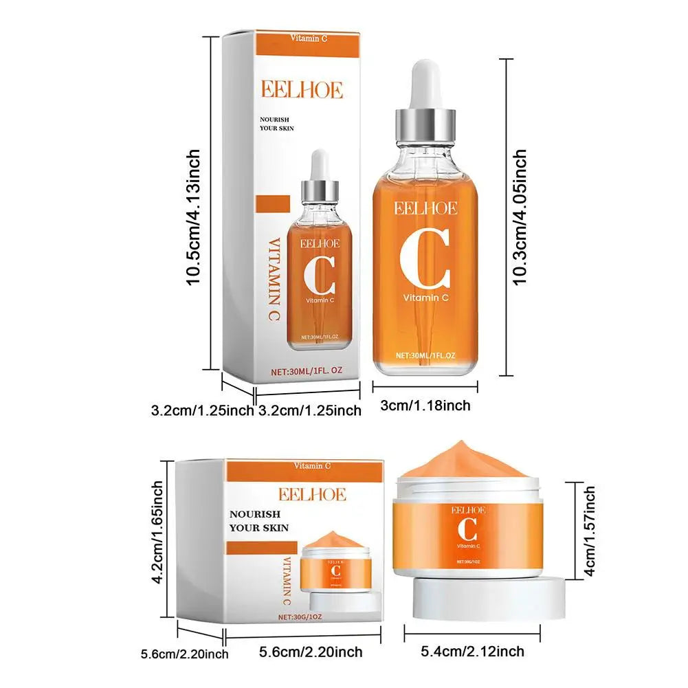 Vitamin C Serum & Vitamin C Cream for Face, Daily Moisturizing Series Hydrate & Plump Skin Care Brightening Serum Even Skin Tone