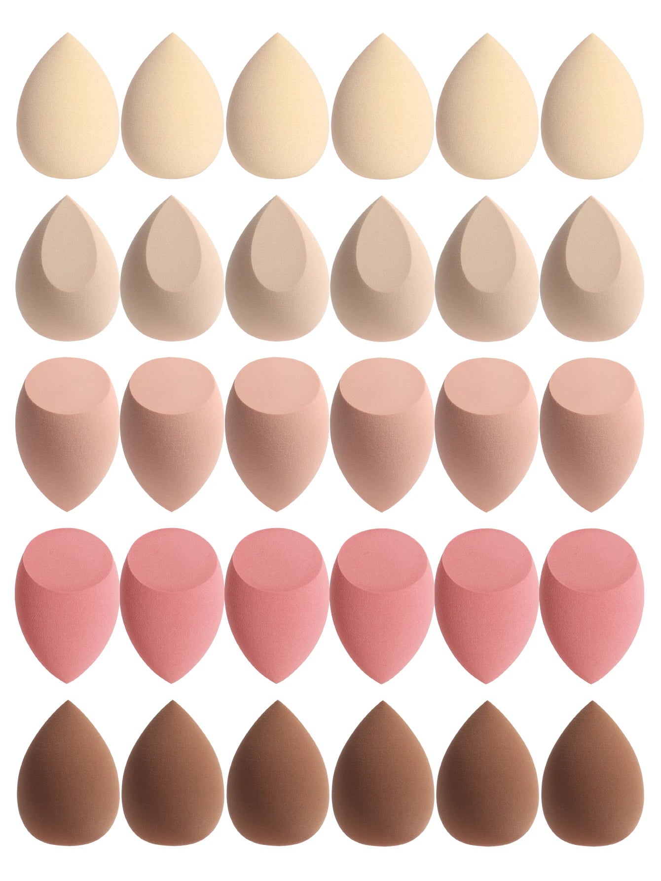 30 Beauty Eggs (Makeup Sponges) Foundation Make-Up Mixed Beauty Sponge, Liquid, Cream and Powder Without Blemish, Multi-Color C