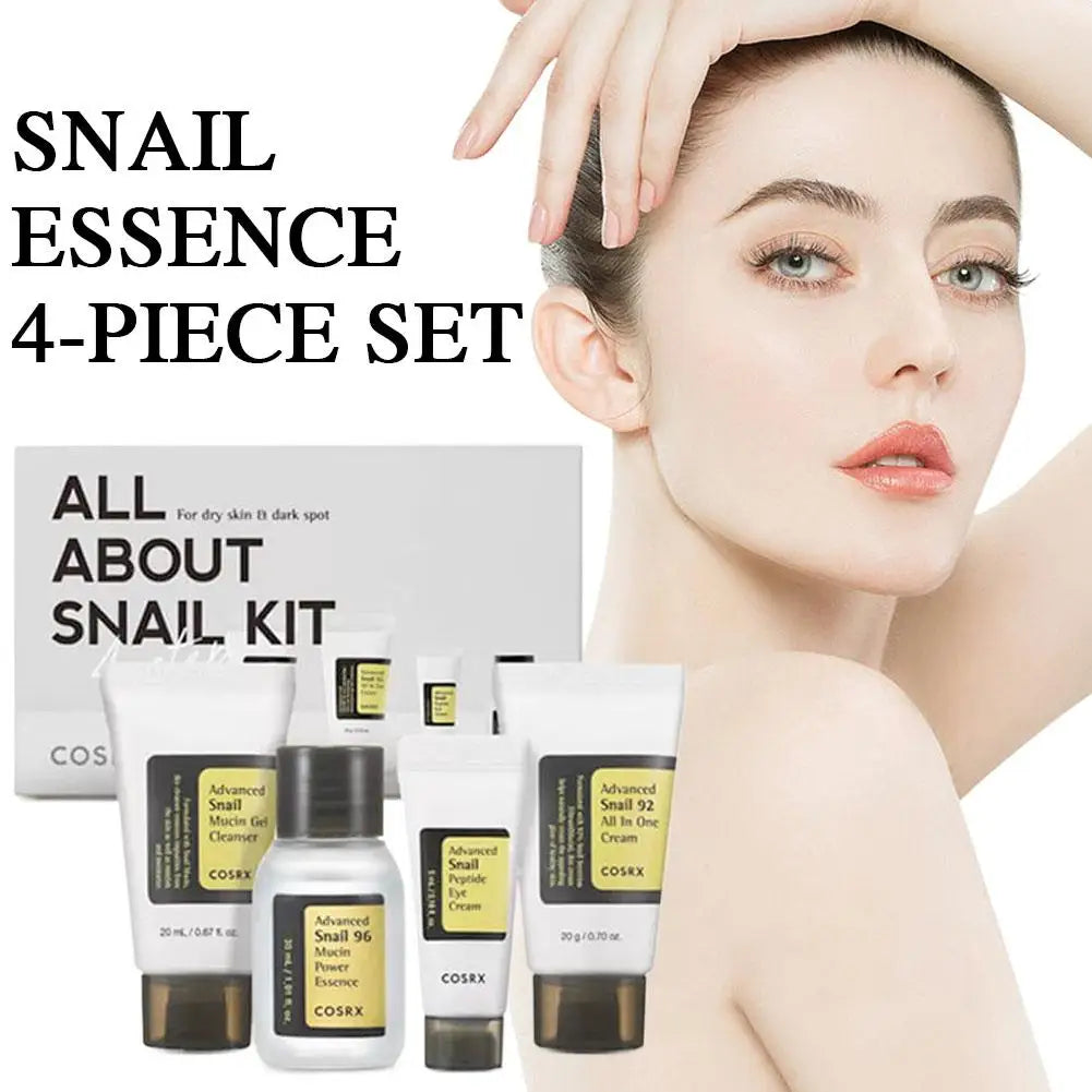 Advanced Snail 96 Mucin Skincare Set Mini Travel Kit Snail Essence/Cream/Cleanser/Eye Cream Cosmetic Travel Skin Care Set
