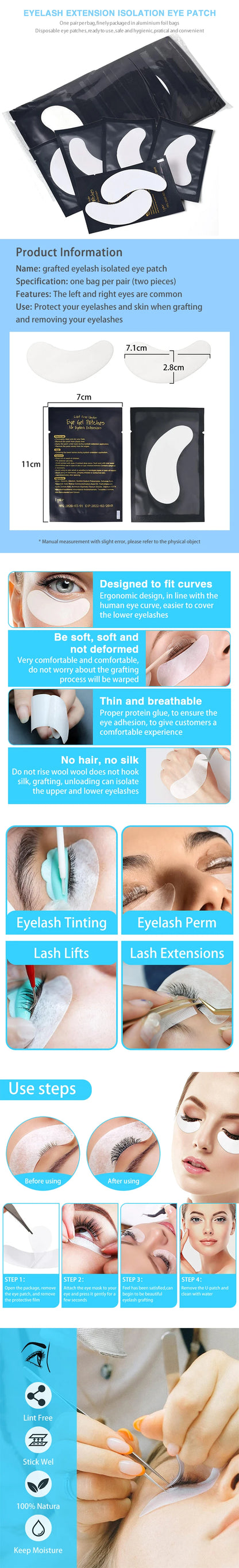 MASSA 500PCS Wholesale Hydrogel Gel Eye Patches for Eyelash Extension Eyepads Eyelash patch Makeup Free Shipping Top quality