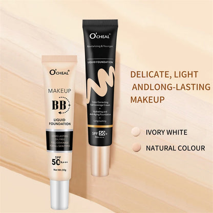 BB Cream Full Cover Face Base Liquid Foundation Makeup Waterproof Long Lasting Facial Concealer Whitening Cream Korean Make Up