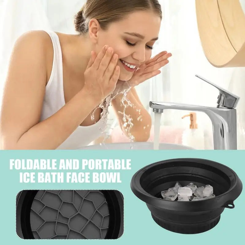 Large Bowl For Face Ice Bath Foldable Ice Bath Bowl Portable Face Dipping Bowl Foldable Silicone Wash Basin Bathroom Accessories
