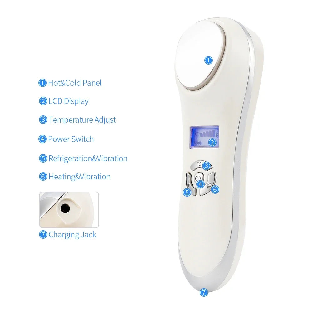 Hot Cold Beauty Instrument Skin Rejuvenation Massager Skin Lifting Firming Facial Cool Warm Hammer Face Vibration Machine