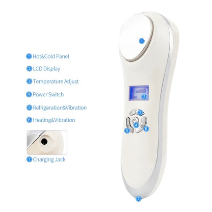 Hot Cold Beauty Instrument Skin Rejuvenation Massager Skin Lifting Firming Facial Cool Warm Hammer Face Vibration Machine