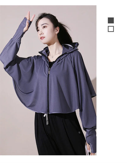 Sun Protection Clothes For Women 2025 New Summer Thin Ice Silk Breathable Bicycle Bike Protection Clothes With Cap UV Protection