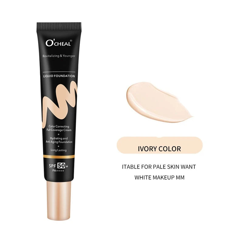 BB Cream Full Cover Face Base Liquid Foundation Makeup Waterproof Long Lasting Facial Concealer Whitening Cream Korean Make Up