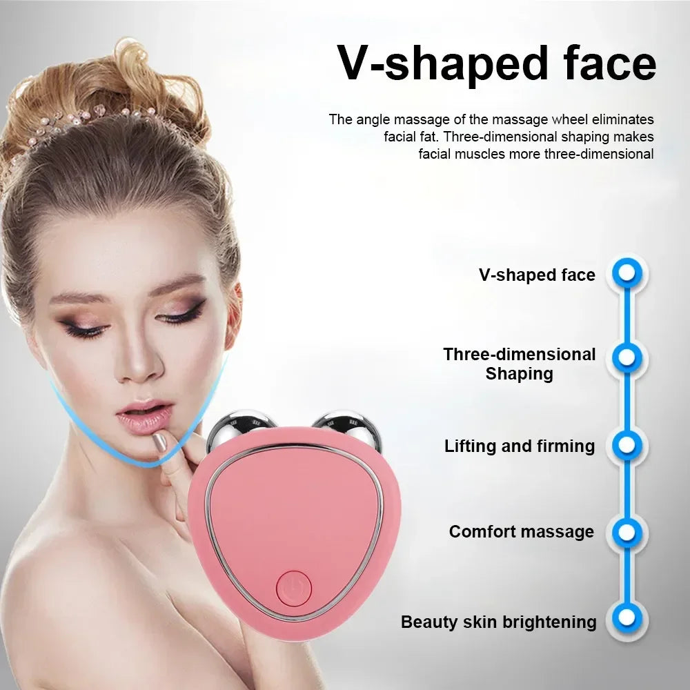 EMS Face Lifting Device Facial Microcurrent Roller Massage Sonic Vibration Skin Tightening Rejuvenation Anti Wrinkle Beauty Care