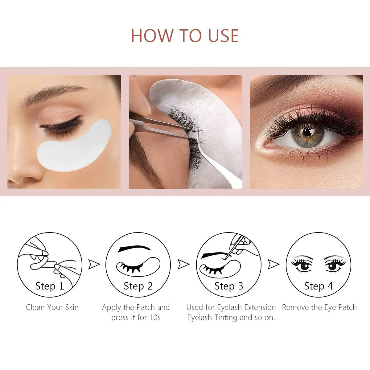 100Pairs Wholesale Hydrogel Eye Patch for Building Eyelash Extension Under Eye Pads Grafted Lash Stickers Beauty Tools