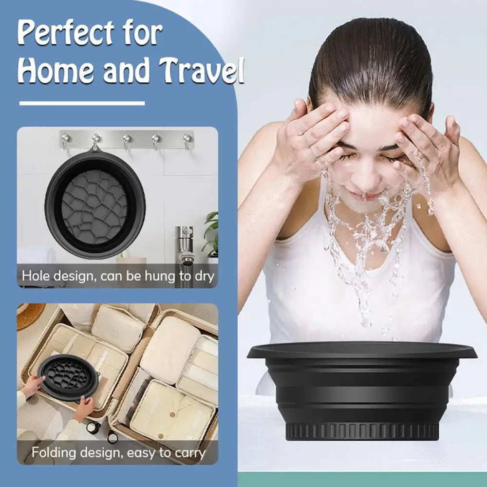 Large Bowl For Face Ice Bath Foldable Ice Bath Bowl Portable Face Dipping Bowl Foldable Silicone Wash Basin Bathroom Accessories