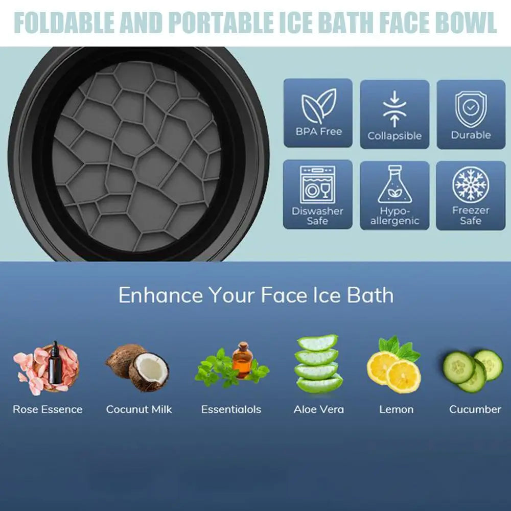 Large Bowl For Face Ice Bath Foldable Ice Bath Bowl Portable Face Dipping Bowl Foldable Silicone Wash Basin Bathroom Accessories
