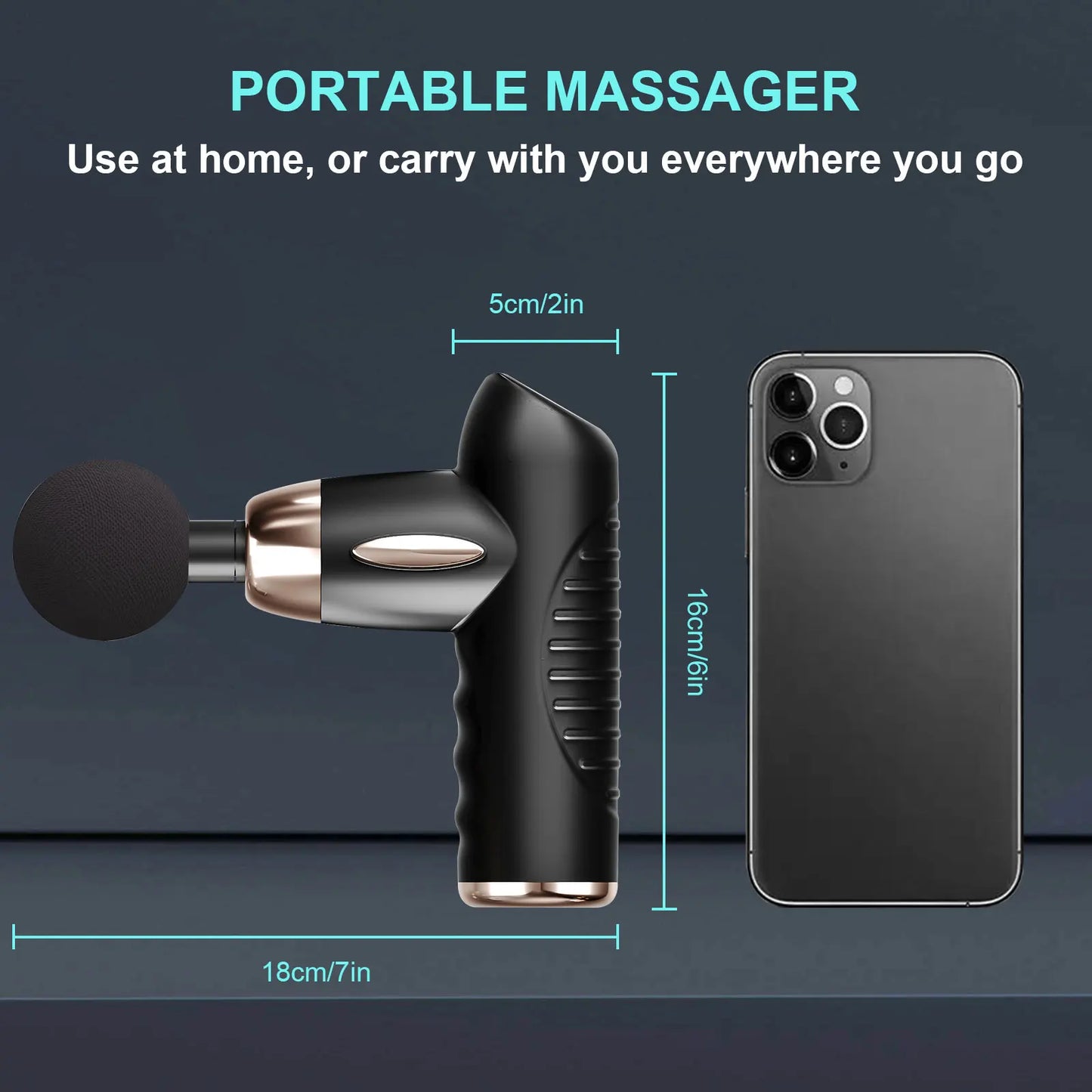 Mini Massage Gun, Muscle Massager Portable with 6 Speeds Handheld Massager with USB C Charging Port Massage Gun,4 Massage Heads