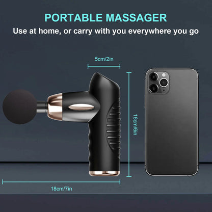 Mini Massage Gun, Muscle Massager Portable with 6 Speeds Handheld Massager with USB C Charging Port Massage Gun,4 Massage Heads