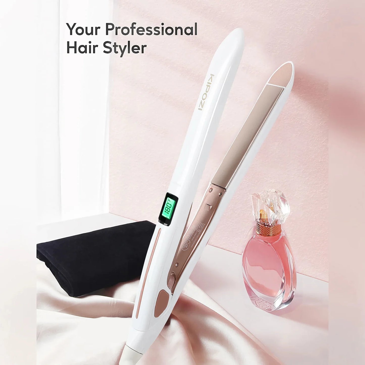 KIPOZI Professional Titanium Flat Iron Hair Straightener Digital LCD Display