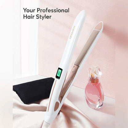 KIPOZI Professional Titanium Flat Iron Hair Straightener Digital LCD Display