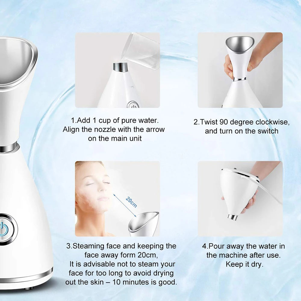 Nano Ionic Mist Face Steamer Women Home Beauty Facial Sprayer Machine Electric Professional Spa Mist Ionic Deep Cleansing