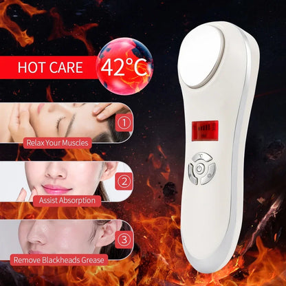 Hot Cold Beauty Instrument Skin Rejuvenation Massager Skin Lifting Firming Facial Cool Warm Hammer Face Vibration Machine
