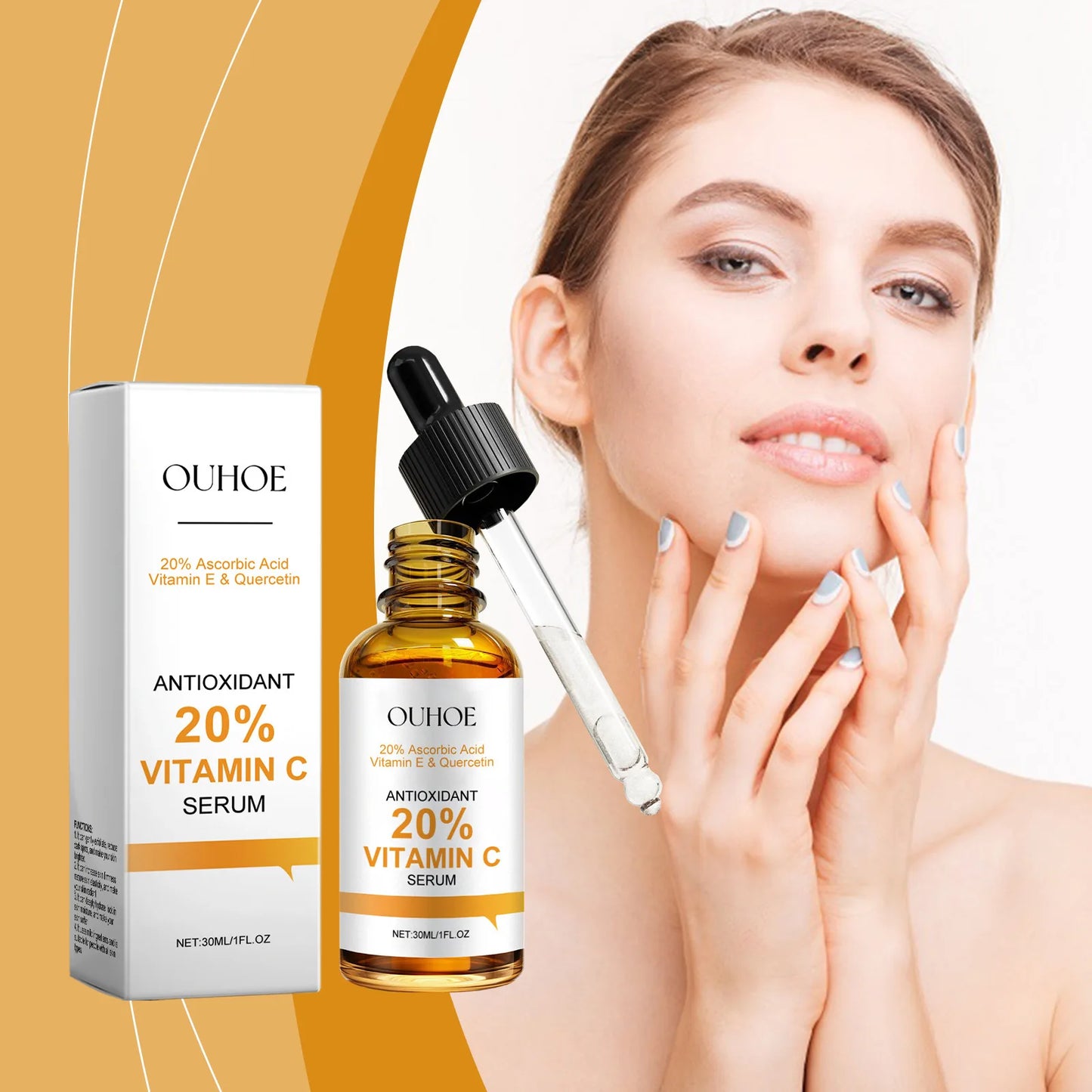 Vitamin C Facial Serum Anti Aging Deep Hydrating Fade Fine Wrinkles Brightening Moisturizing Repair Nourishing Skin Care Essence