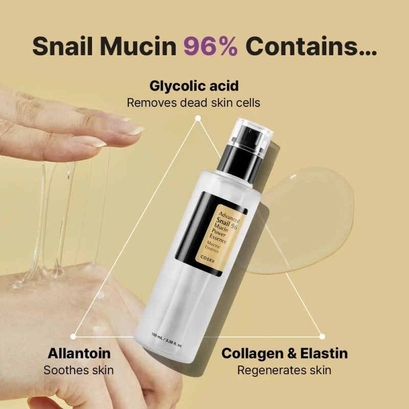 Snail 96 Mucin Power Essence Moisturizing Smoothing Nourishing Korean Facial Fading Fine Lines Repair Brightening Skin Care