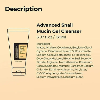 Advanced Snail 96 Mucin Power Essence/Cleanser/Cream Moisturizing Smoothing Nourishing Korean Cosmetics Facial Skin Care Product